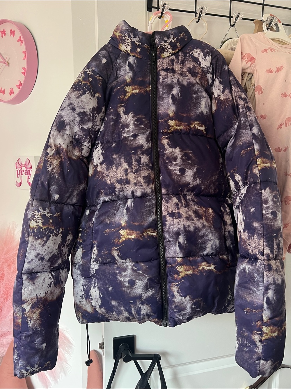 ASOS Abstract Earth Print Puffer Jacket